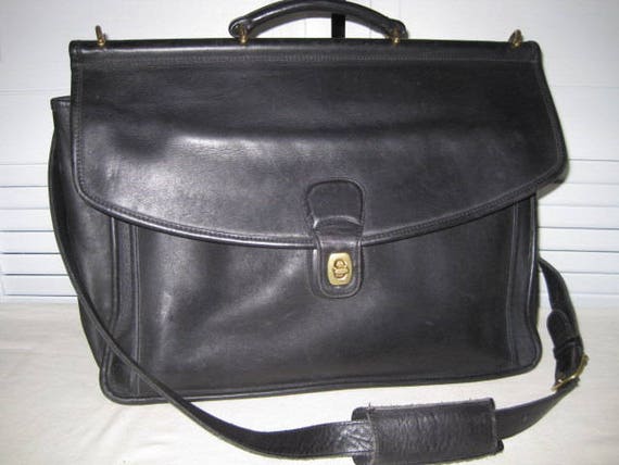 vintage Coach Black Leather Briefcase