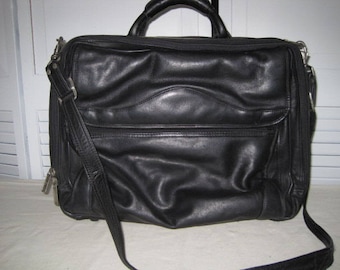 Shop Closing Free Shipping vintage Black Leather Briefcase - Weekender Bag