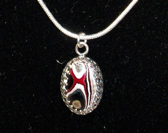 Vintage Pendant, Up-Cycled with a nearly 60-year old, Detroit Agate Fordite Cabochon (new 925 chain included) ~ FN21