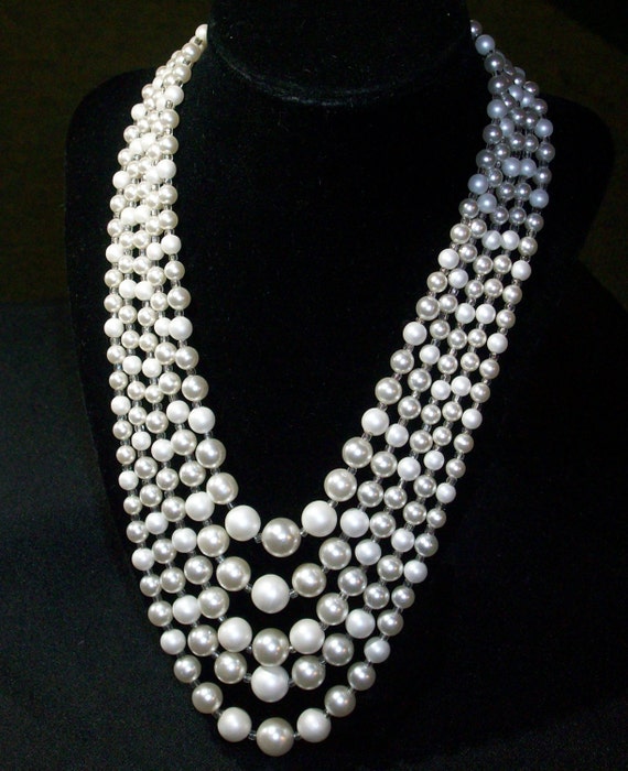 【VINTAGE HOLLYWOOD】 5-way Knotted Pearl Necklace Vintage 14k JCM Pearl Necklace Knotted 26 in 5.5 mm Estate