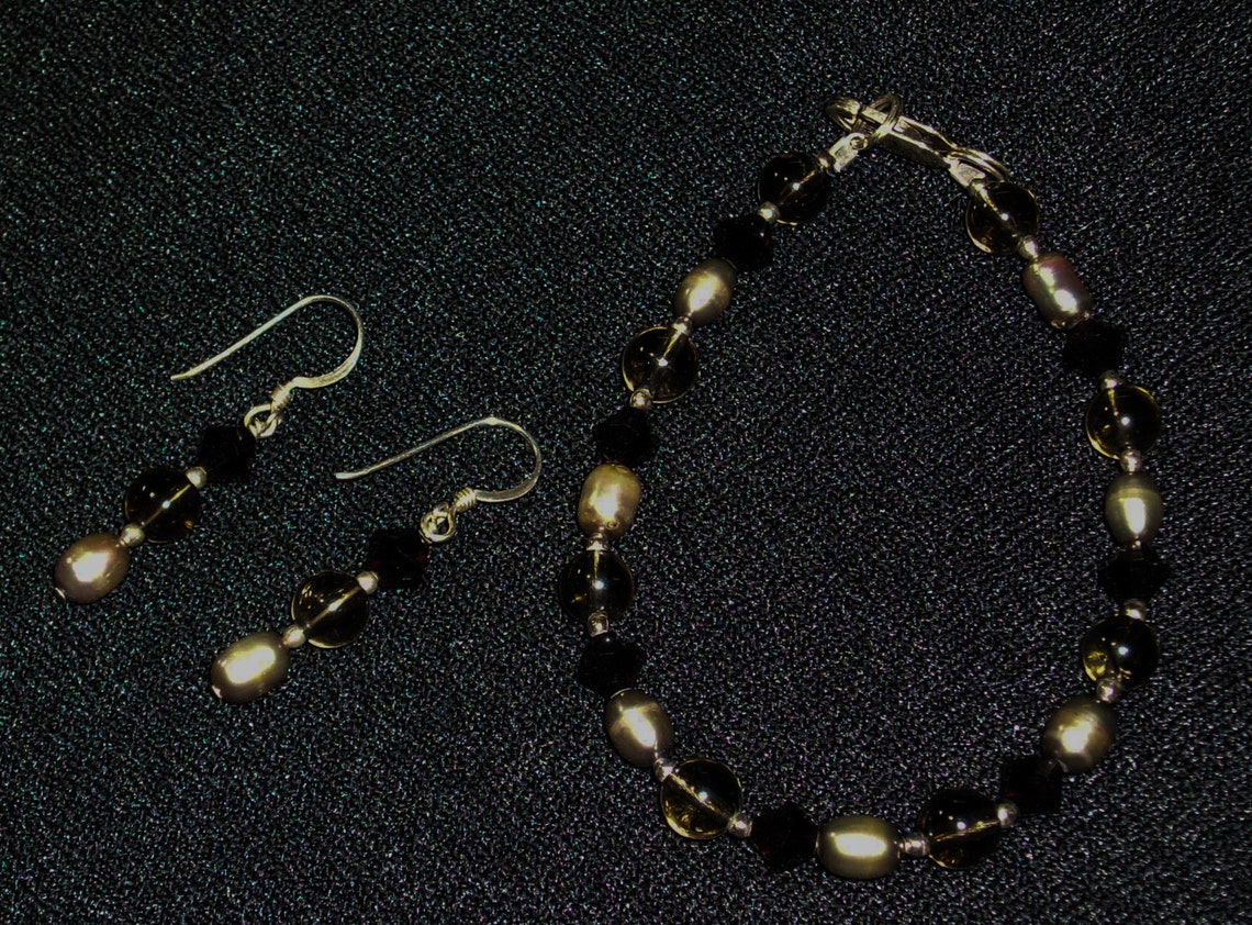 Handmade Sterling Jewelry Matching Trio With Red Accents Necklace