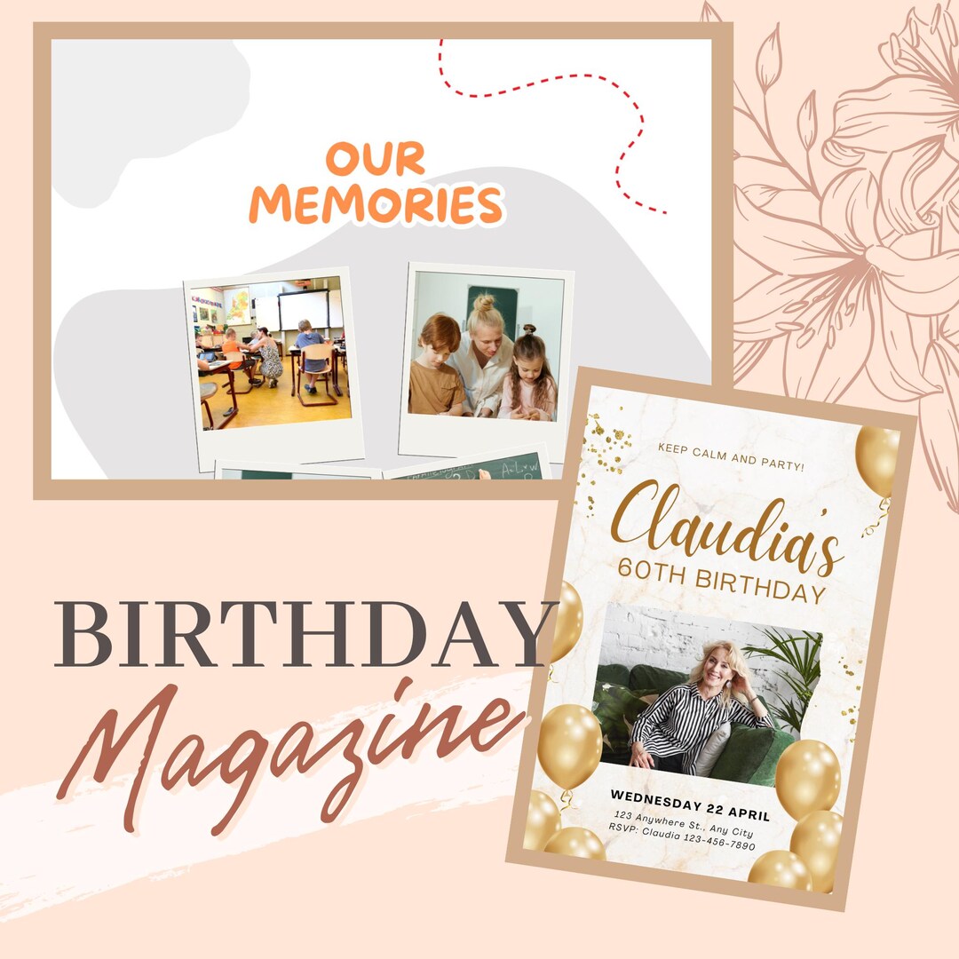 Editable Birthday Magazine Template | Custom Canva Photo Magazine ...