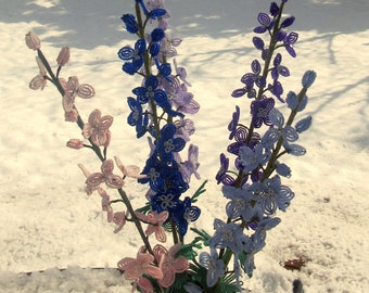 Delphenium - French Beaded Flower