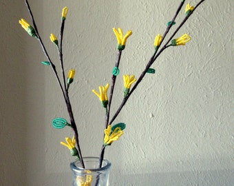 Rama de Forsythia - Flores con cuentas