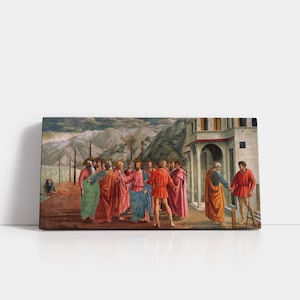 The Tribute Geld von Masaccio | Renaissance religiöse Malerei | Kunstdruck | Leinwand Wand Kunst | Biblischer Kunst Druck