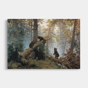 Mattina in una foresta di pini – Ivan Shishkin / Tela montata / Manifesto artistico / Riproduzione di opere d'arte classiche