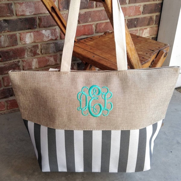 Striped Beach Bag - Etsy