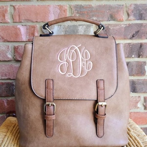 monogrammed leather backpack purse