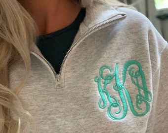 Monogram Sweatshirt, Monogram Quarter Zip Pullover, Monogrammed Pullover, Monogram Sweater, Personalized Quarter Zip Sweatshirt