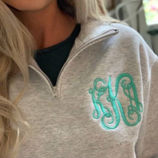 Monogram Sweatshirt, Monogram Quarter Zip Pullover, Monogrammed Pullover, Monogram Sweater, Personalized Quarter Zip Sweatshirt