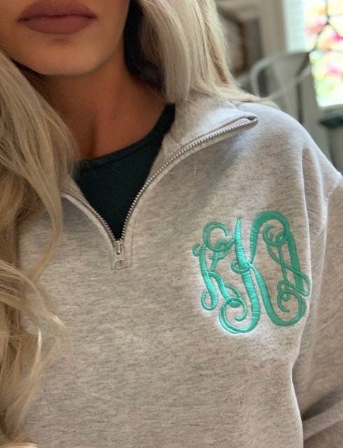 Monogram Sweatshirt, Monogram Quarter Zip Pullover, Monogrammed Pullo…