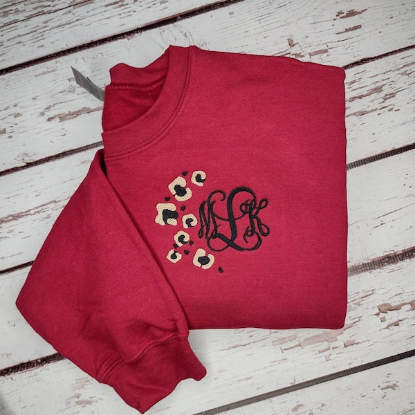 Monogram Leopard Sweatshirt - Crewneck Sweatshirt - Monogrammed Pullover - Monogrammed Sweatshirt - Bridesmaid - Gift Under 30