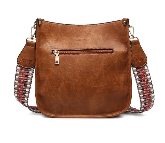 Monogram Crossbody With Guitar Strap Vegan Leather Crossbody