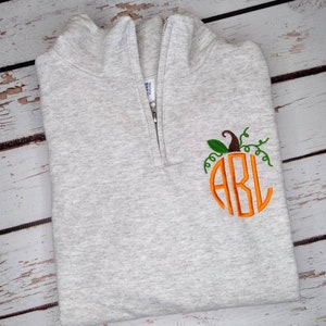 Fall Sweatshirt,  Embroidered Shirt, Quarter Zip Sweatshirt, Monogrammed Pullover, Monogrammed Sweatshirt, Fall Sweater, Pumpkin Sweatshirt