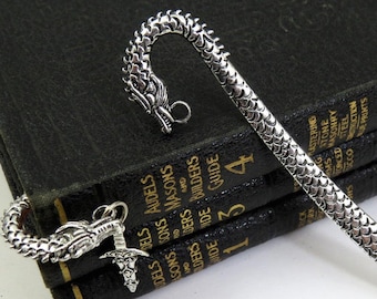 3 Antique Silver Dragon Bookmark, 4.75" Long, Excellent Quality