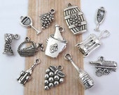 WINE THEME Charms, Set of 12, Wine Lovers Charm Collection