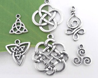 5pcs Antique Silver Large Celtic Knot Shamrock Charms Pendants Jewelry Fingings