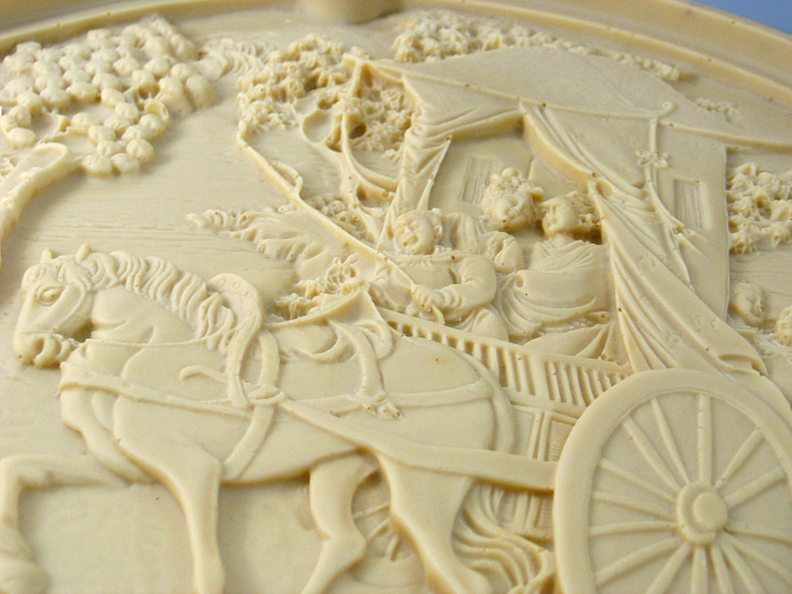 Faux Ivory Relief Carved Table Etsy
