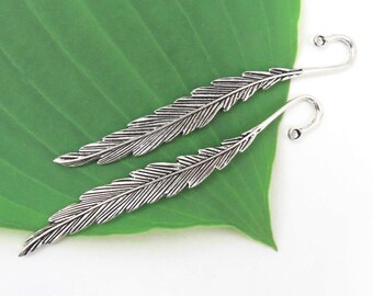 3 Antique Silver FEATHER BOOKMARKS, 4-5/8" Long, Excellent Quality