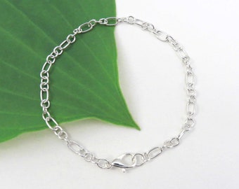 1 Silver Plated Charm Bracelet, 3:1 Chain, 7-7/8"