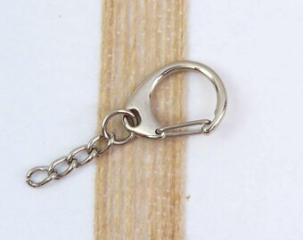 6 Spring Wire Gate KEY RINGS with Chains