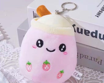Llavero de peluche de té de burbujas