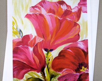 5 x 7" Greeting cards,  birthday cards, ,notecards, flower notecard, blank cards,  hibiscus print, Hawaii, hibiscus flower