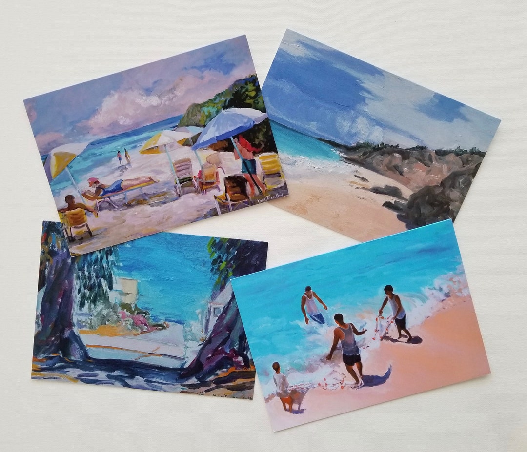 5 X 7" Greeting Cards, Birthday Cards, Thank You Cards, Coastal Art ...