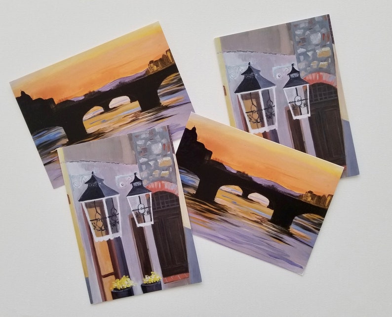 5 x 7 Greeting cards, birthday cards, Italy stationery, thank you cards, notecards, sunset art, living in Italy image 1