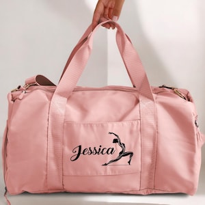 Yoga Duffle Bag, Gymnastics Bag, Custom Name Bag, Pink Gym Duffel, Dance Bag, Teen Girl Gift, Personalized Bag, Fitness Gifts, Travel Bag
