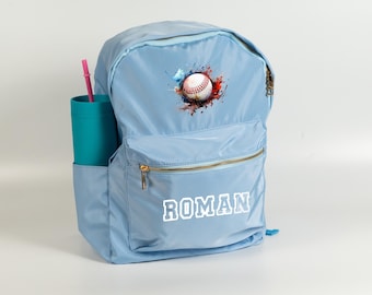 Personalized Baseball Backpack: Custom Name School Bookbag for Boys