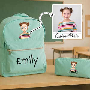 Custom Kids Animated Photo Backpack with Name, Personalized School Bag from Your Photo, Back to School, Kindergarten, Preschool, Elementary
