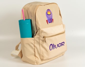 Personalized Space Rocket Backpack Set: Kids Kindergarten School Bag
