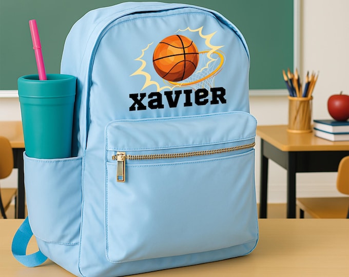 Personalized Basketball Backpack: Custom Name School Bag for Boys