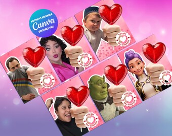 Modello divertente per porta lecca-lecca, porta lecca-lecca meme, porta lecca-lecca di San Valentino, porta lecca-lecca a forma di candela a forma di fiore, porta caramelle dell'amicizia