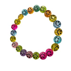 Colorful Smile Face Beaded Bracelet,handmade with care and love,2 sets bracelets
