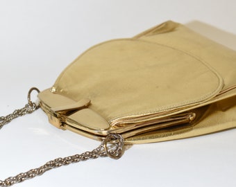 Borsa pieghevole vintage in oro con portamonete, borse dorate, borse glamour Hollywood, borsa da festa, borsa da sera nuziale oro, borsa con paillettes dorate,