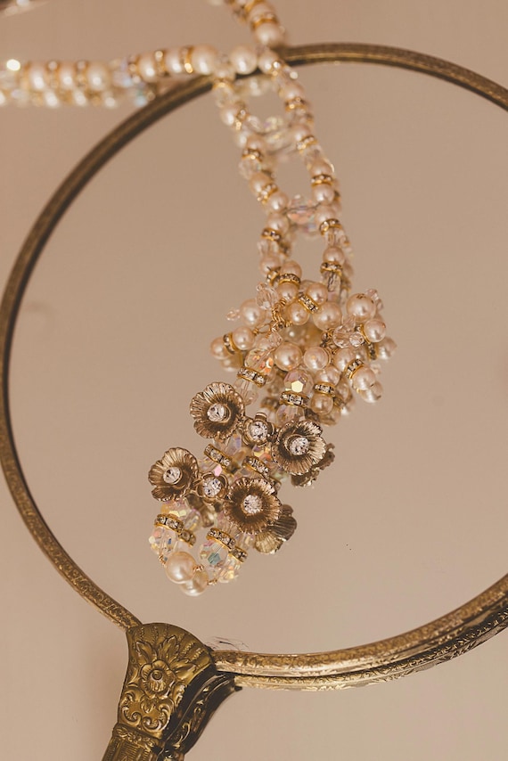 ネックレス・ペンダント VINTAGE HOLLYWOOD Flower Drop Pearl Necklace BMR676 VINTAGE HOLLYWOOD Flower Drop Pearl Necklace BMR676