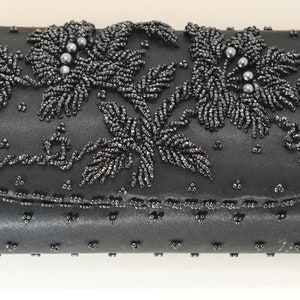 Vintage Black Beaded Fancy Sequin Bag,  Black Evening Purse,  Vintage Clutches Wedding Party, Black Wedding Purse, Flower Seed Bead Purse