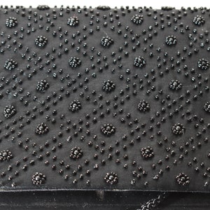 La Regale Vintage Black Seed Bead Purse,  Flower Pattern, Evening Handbags  Vintage Wedding Fancy Beaded Clutch, Party Bag, Black Clutch