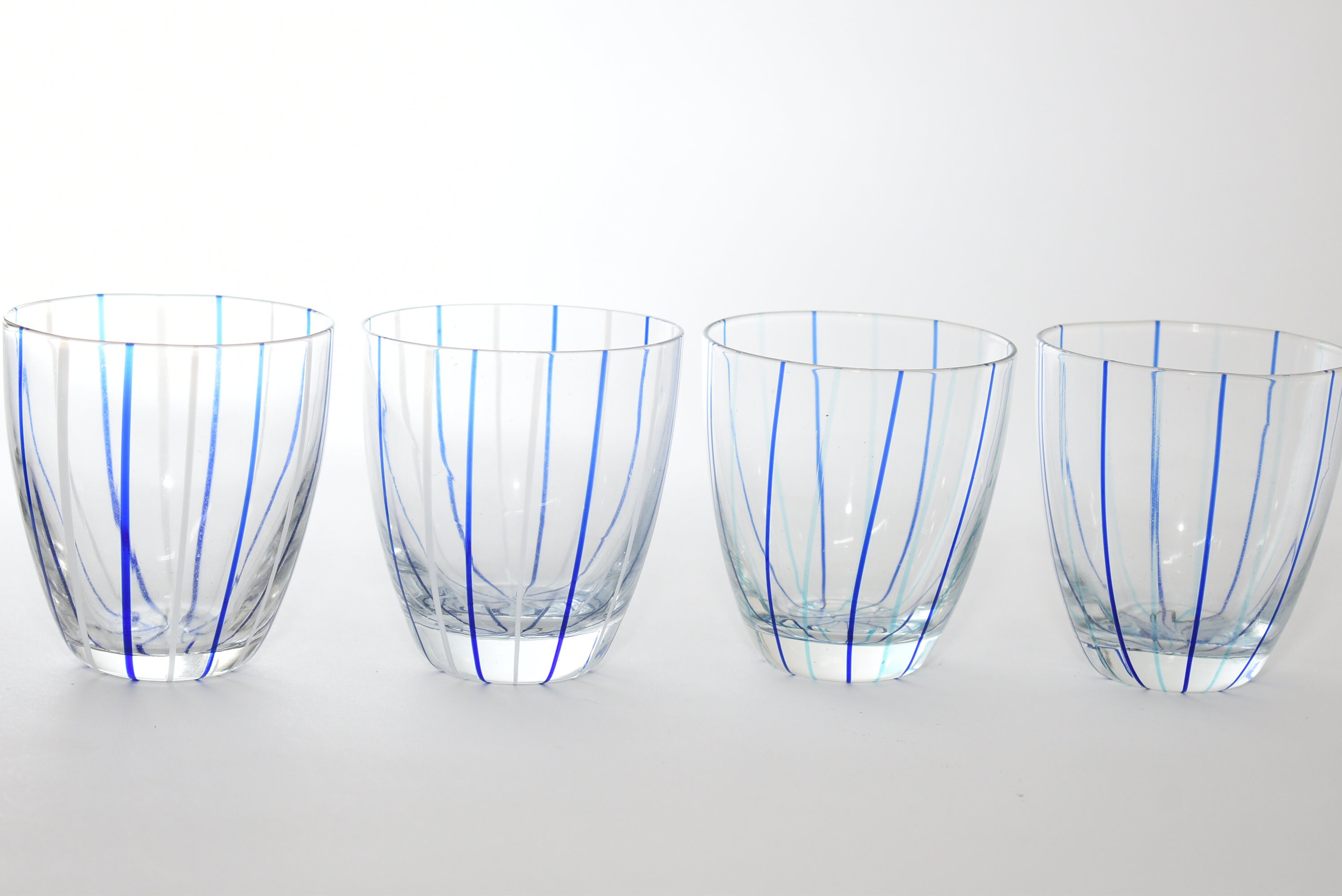 Drinking Glass Set Striped Barware Cocktail Glasses Colored Etsy UK