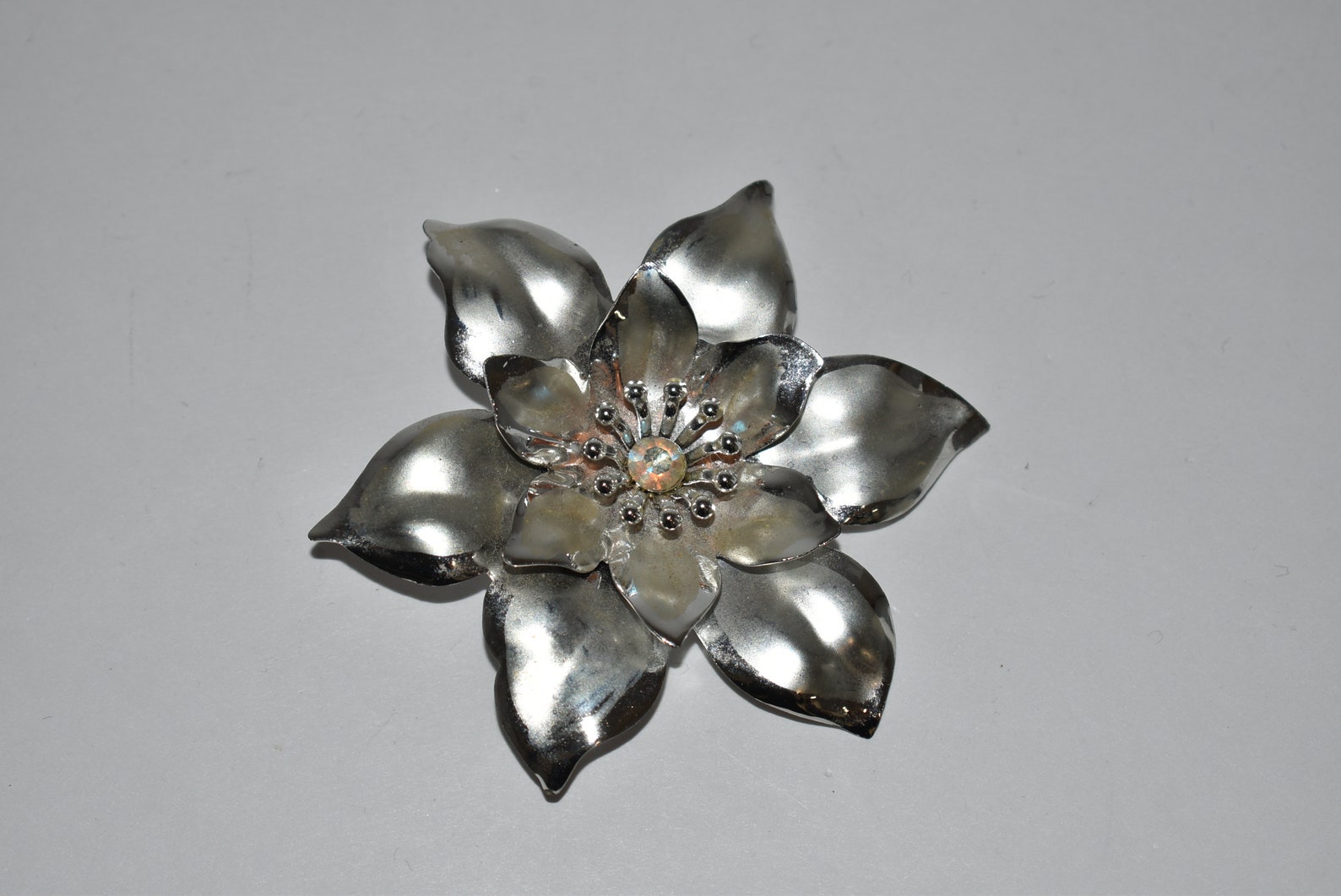 Silver Retro Flower Pin Large Vintage Flower Brooch Mod | Etsy