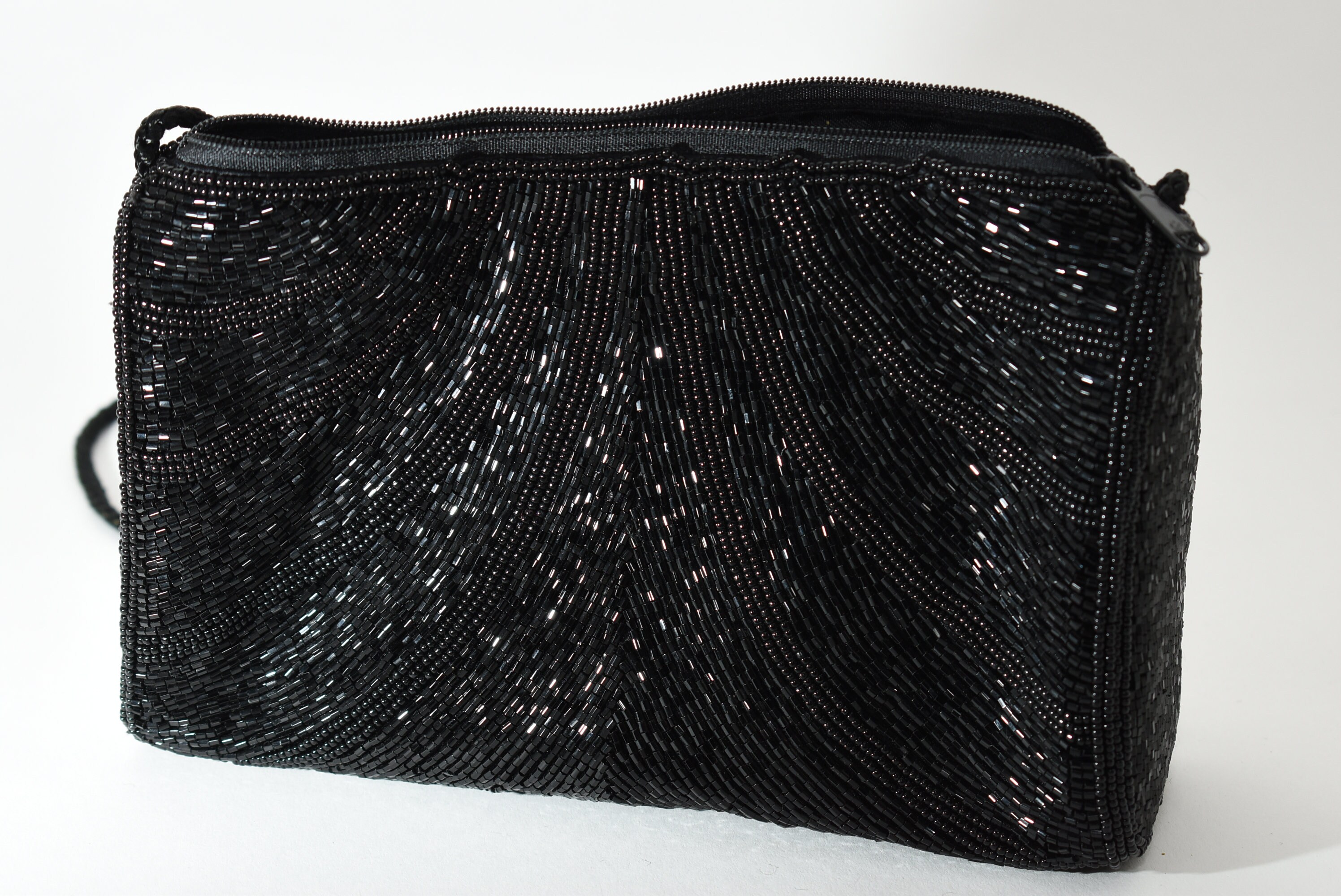 La Regale Black Satin Evening Bag, Vintage, Strap or Handle - Ruby