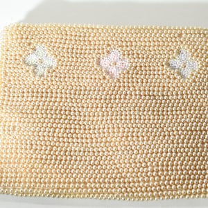 Monedero vintage con perlas y cuentas de La Reagle, flores con cuentas, monedero con cuentas hecho en Japón, bolso de mano para fiesta, boda, noche