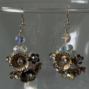 Gold Flower Drop Earrings