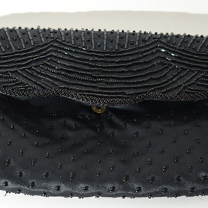 Vintage La Regale Black Beaded Bag, Vintage Black Evening Purse,  Vintage Clutches Wedding Party Shoulder Bag, Black Wedding Purse