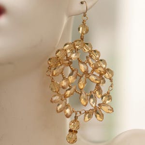 Gold Crystal Bead Chandelier Earrings