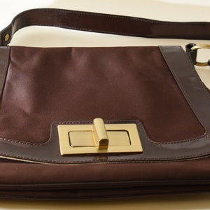 Liz Claiborne Brown Purse, Vintage Bag Gold Hardware, Evening Daytime Purse Handbags, Shoulder Bag Dark Brown Gold Turn Clasp,Vintage Purses