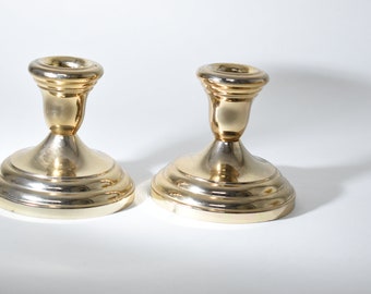 Pair of FB Rogers Table Top Candlestick Holders Japan, Silver Plated Gold Color, Decor Centerpiece, Candle Holders Tarnish Resistant