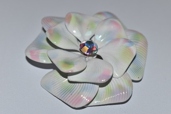 Vintage Flower Brooch, Pastel Flower Pins, Large W